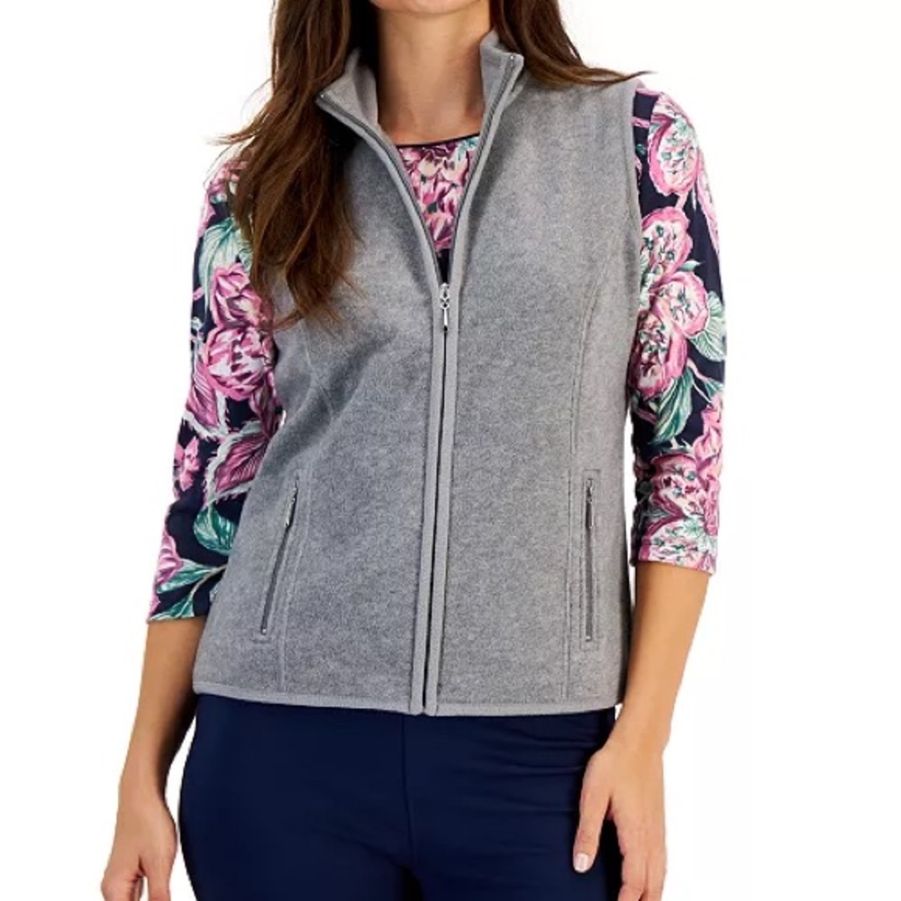 Karen Scott Zero Proof fleece vest 2XL light grey